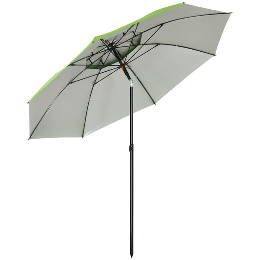 Outsunny Sombrilla De Playa Ø185x205 Cm Con Techo Doble Ángulo Ajustable Verde_0