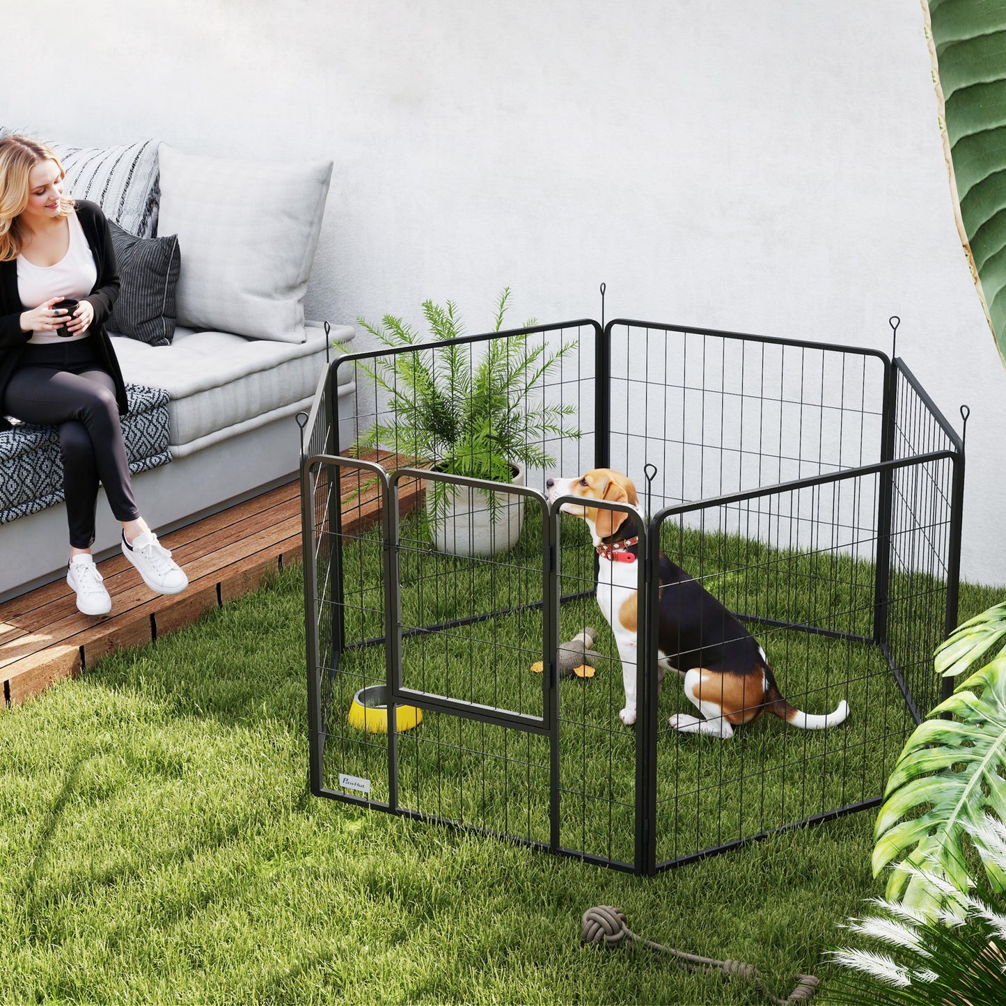Pawhut Parque Para Perros De 6 Paneles De 80 Cm De Altura_1