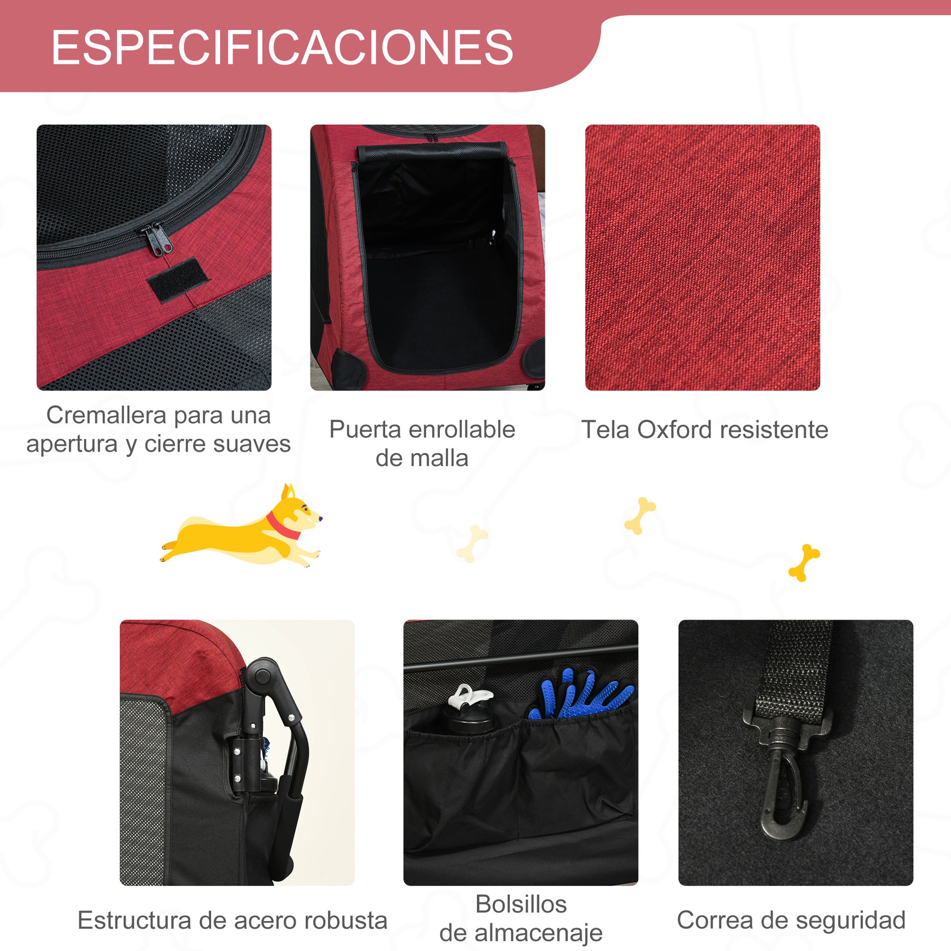 Pawhut Cochecito Para Mascotas Buena Ventilación Cojín Extraíble 98x82x110 Cm_5