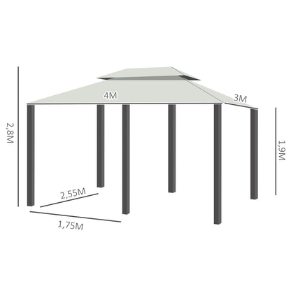 Outsunny Carpa De Jardín 4x3 M Doble Techo 6 Cortinas Laterales Con Luz Led_2