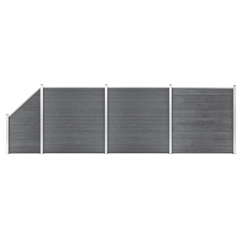 Set De Valla 3 Cuadradas + 1 Oblicua Wpc Gris 619x186 Cm / Vetonek_4