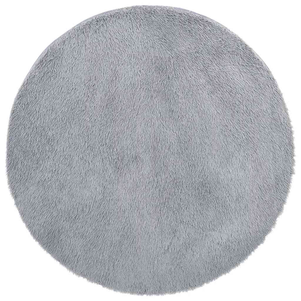 Vidaxl Alfombra De Pelo Largo Navarra Gris Plateado 120x120 Cm_0