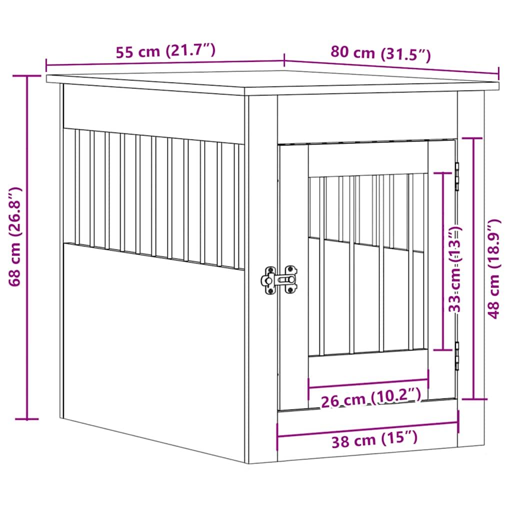 Vidaxl Jaula Para Perros Madera De Ingeniería Negro 55x80x68 Cm_2