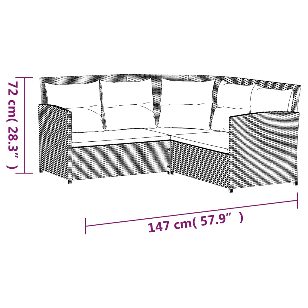 Vidaxl Set De Sofás En Forma De L 2 Pzas Cojines Ratán Sintético Negro_2
