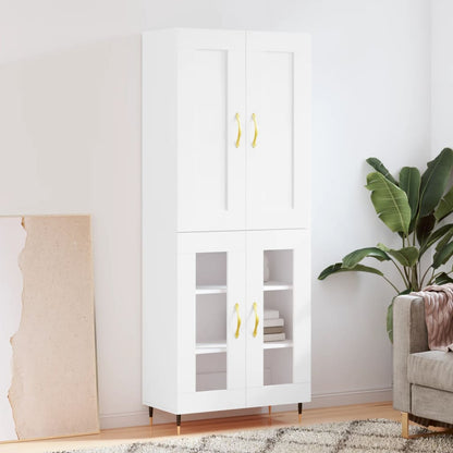 Aparador Alto Madera Contrachapada Blanco 69,5x34x180 Cm_0