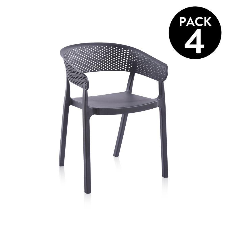 Pack 4 Sillas De Exterior Diza Polipropileno, Antracita, 54 X 73,5 X 50,5_0