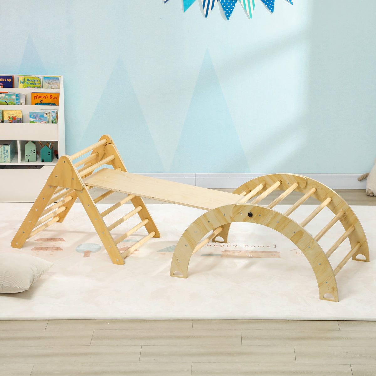 Escalador Para Niños Aiyaplay Tablero Multicapa De Pino Madera Natural 219x72.5x68.5 Cm_1