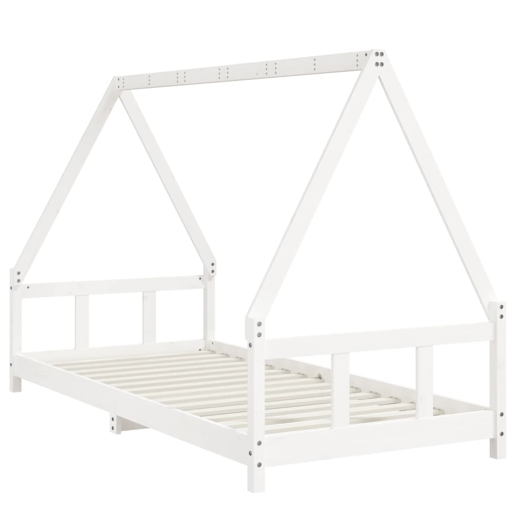 Estructura De Cama Para Niños Madera De Pino Blanco 90x200 Cm / Vetonek_4
