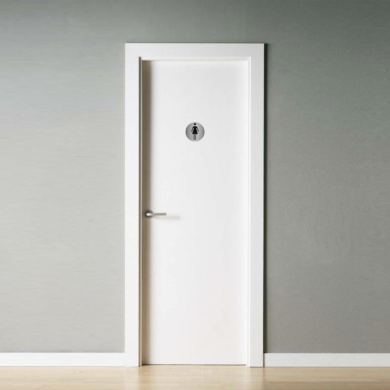 Placa Adhesiva Baño Mujer Acero Inoxidable Ø 7 Cm._2