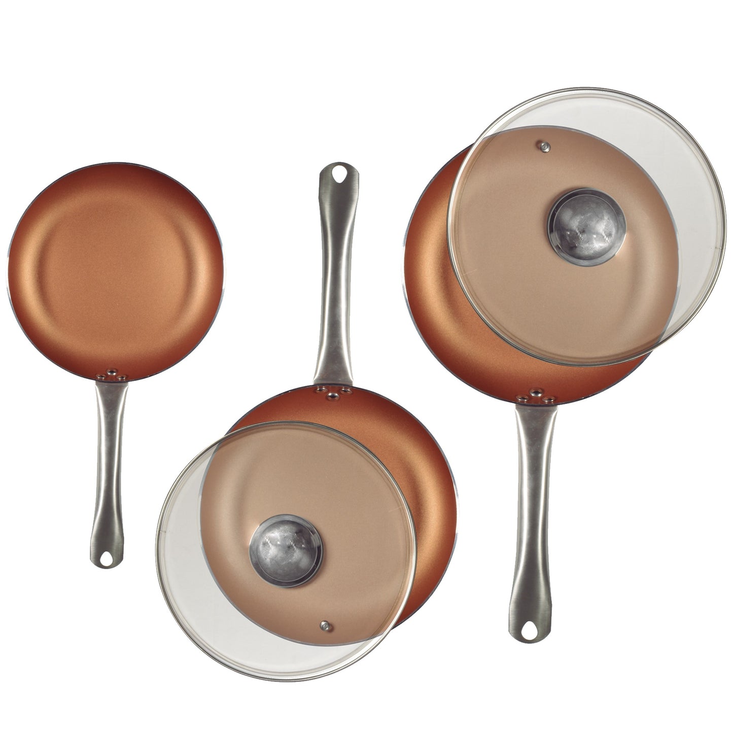 Set 5pc Sartenes Ø20ø24ø28 (con Tapa) Aluminio Prensado Inducción Optimum Copper_1