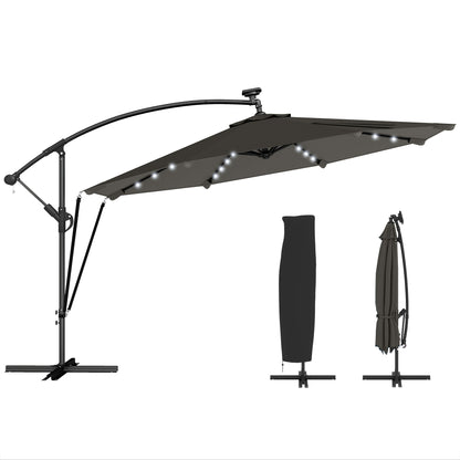 Outsunny Parasol Excéntrico Con Luces Led Solares_0