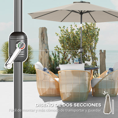 Sombrilla De Jardín Con Inclinación Outsunny Ø295x250 Cm Gris Claro_5