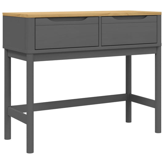 Mesa Consola Floro Madera Maciza De Pino Gris 89,5x36,5x73 Cm_0