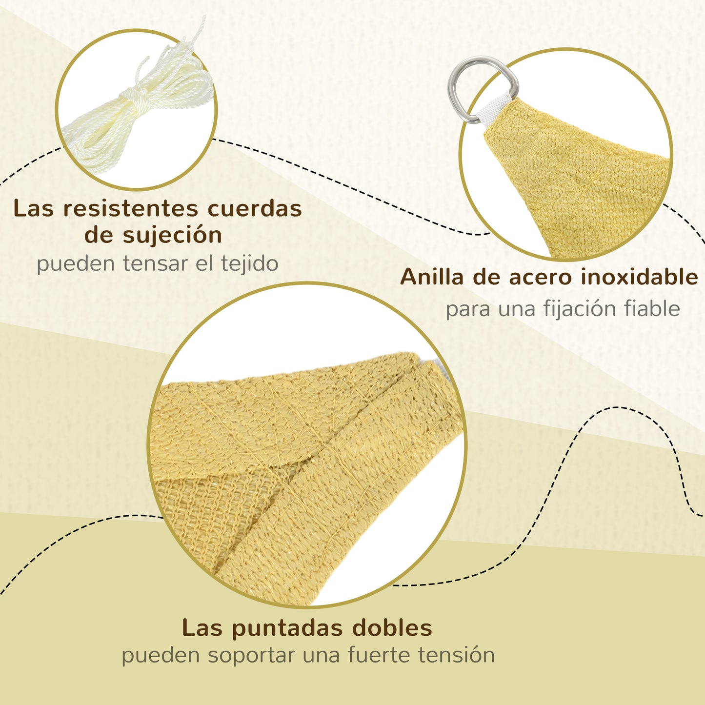 Outsunny Toldo Vela De Sombra Rectangular 6x4 M Protección Rayos Uv Beige_4