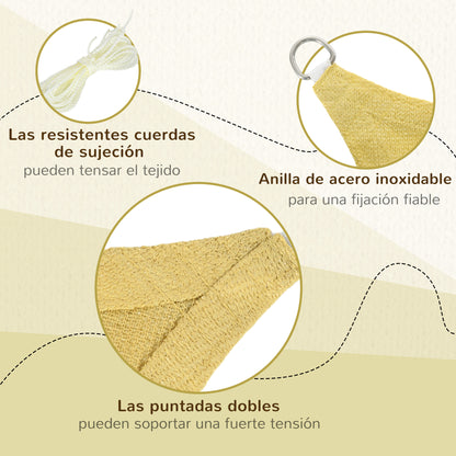Outsunny Toldo Vela De Sombra Rectangular 6x4 M Protección Rayos Uv Beige_4