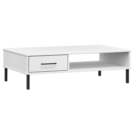 Mesa De Centro Patas De Metal Oslo Madera Maciza Pino Blanco_0
