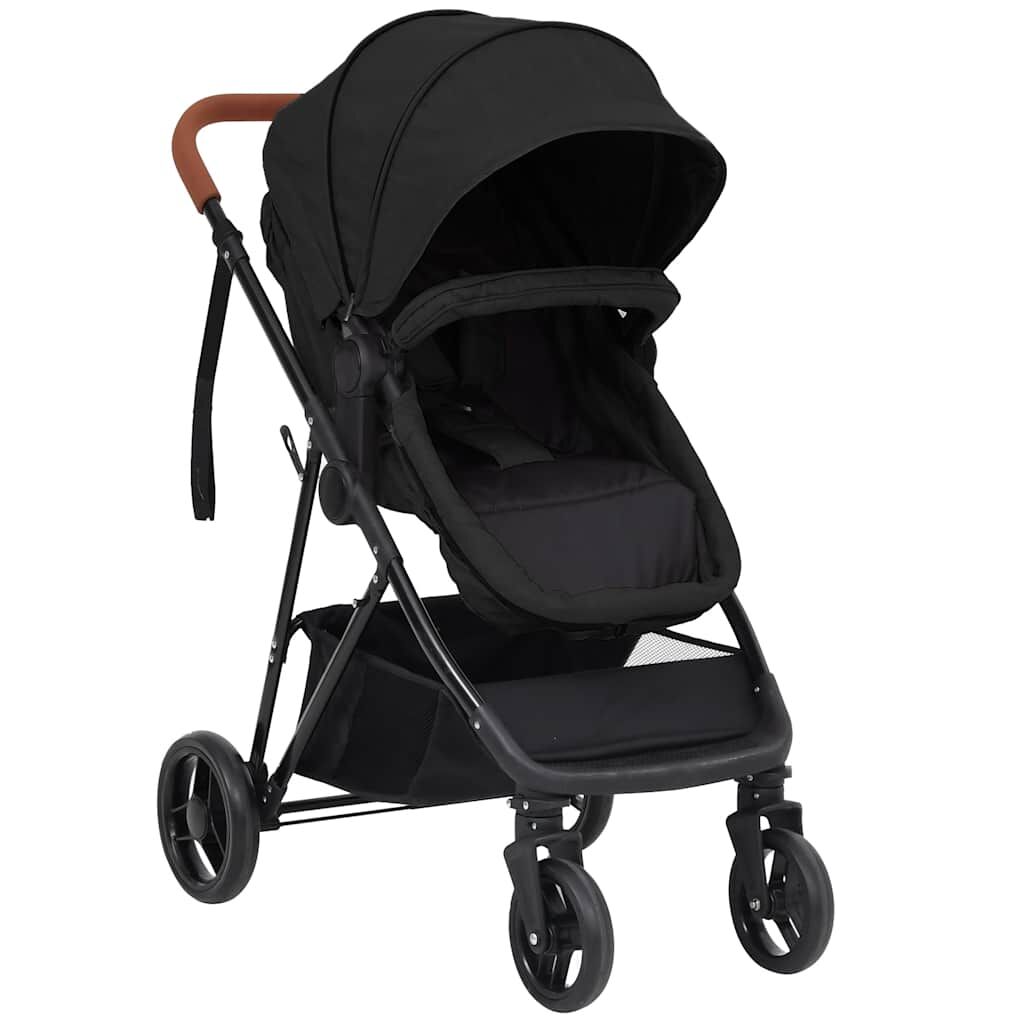 Vidaxl Cochecito De Bebé 3 En 1 De Acero Gris Antracita Y Negro_3