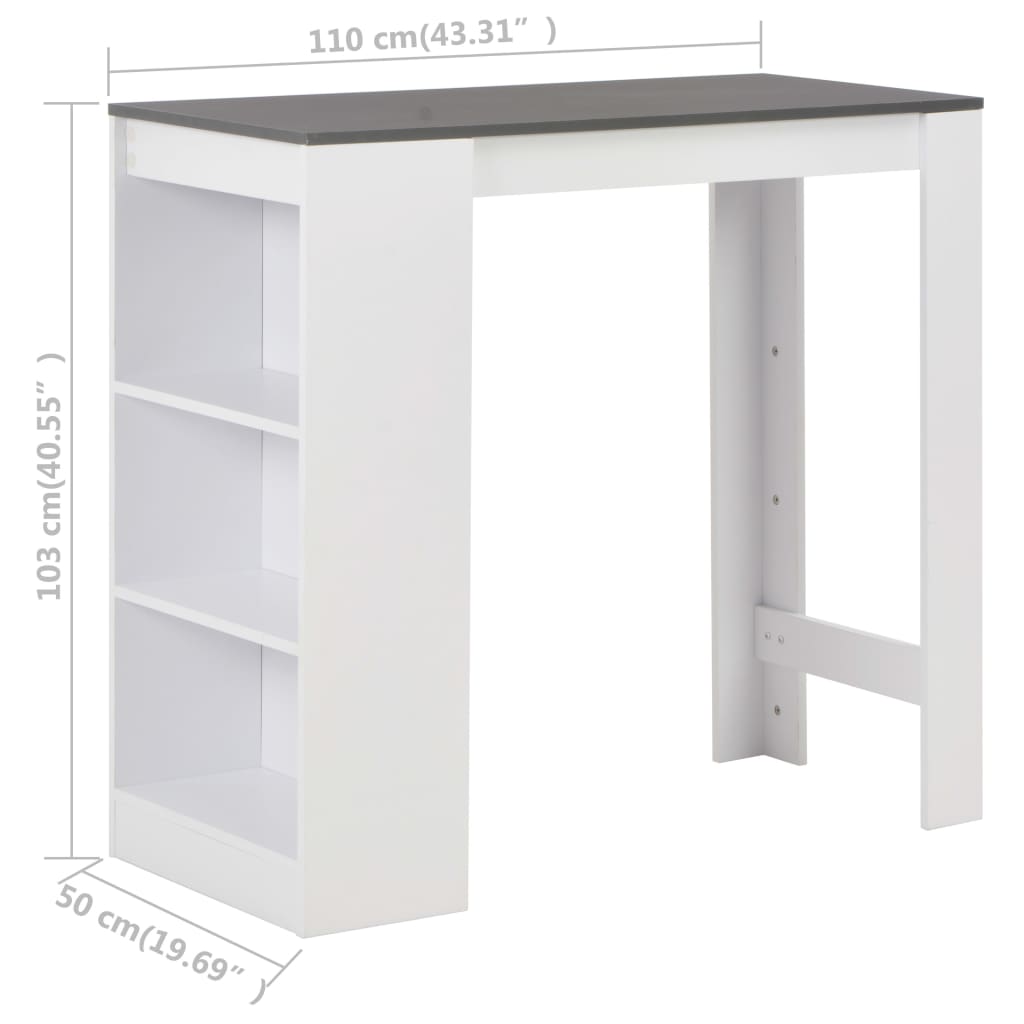 Mesa Alta De Cocina Con Estantería Blanca 110x50x103 Cm_4