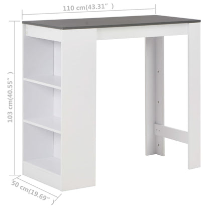 Mesa Alta De Cocina Con Estantería Blanca 110x50x103 Cm_4
