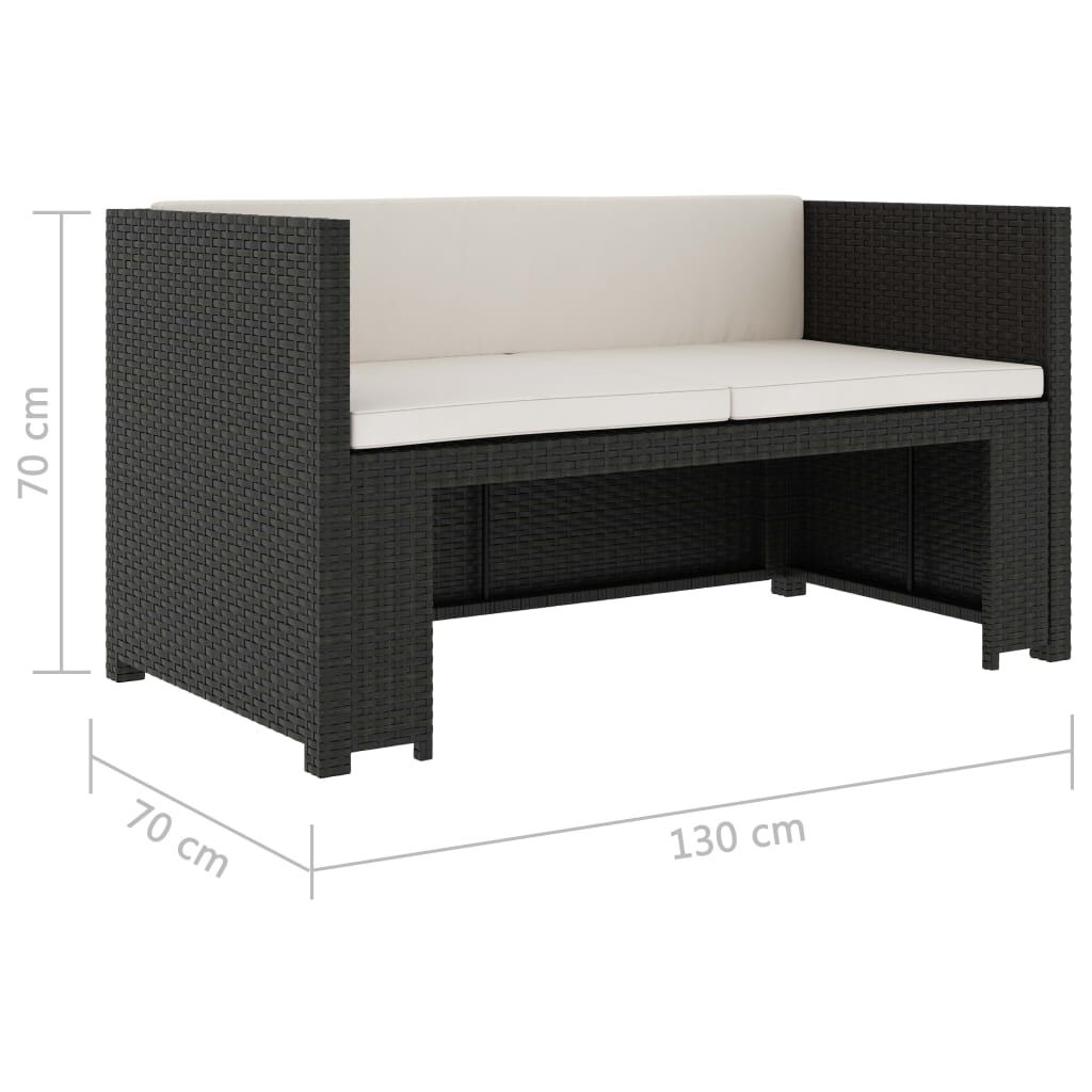 Vidaxl Set Muebles De Jardín 5 Piezas Y Cojines Ratán Sintético Negro_2