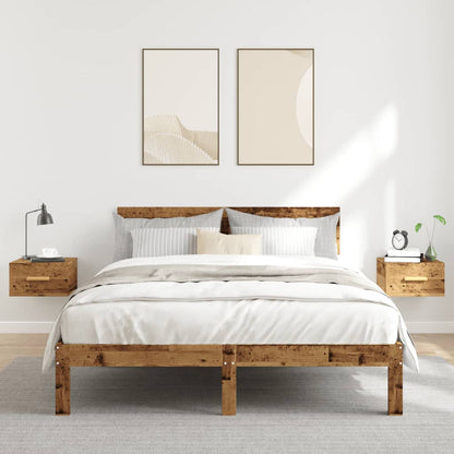 Mesitas De Noche De Pared 2 Uds Madera Envejecida 35x35x20 Cm_1