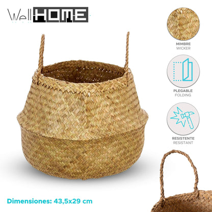 Well Home Cesta Plegable De Caña Natural De 43,5x29 Cm