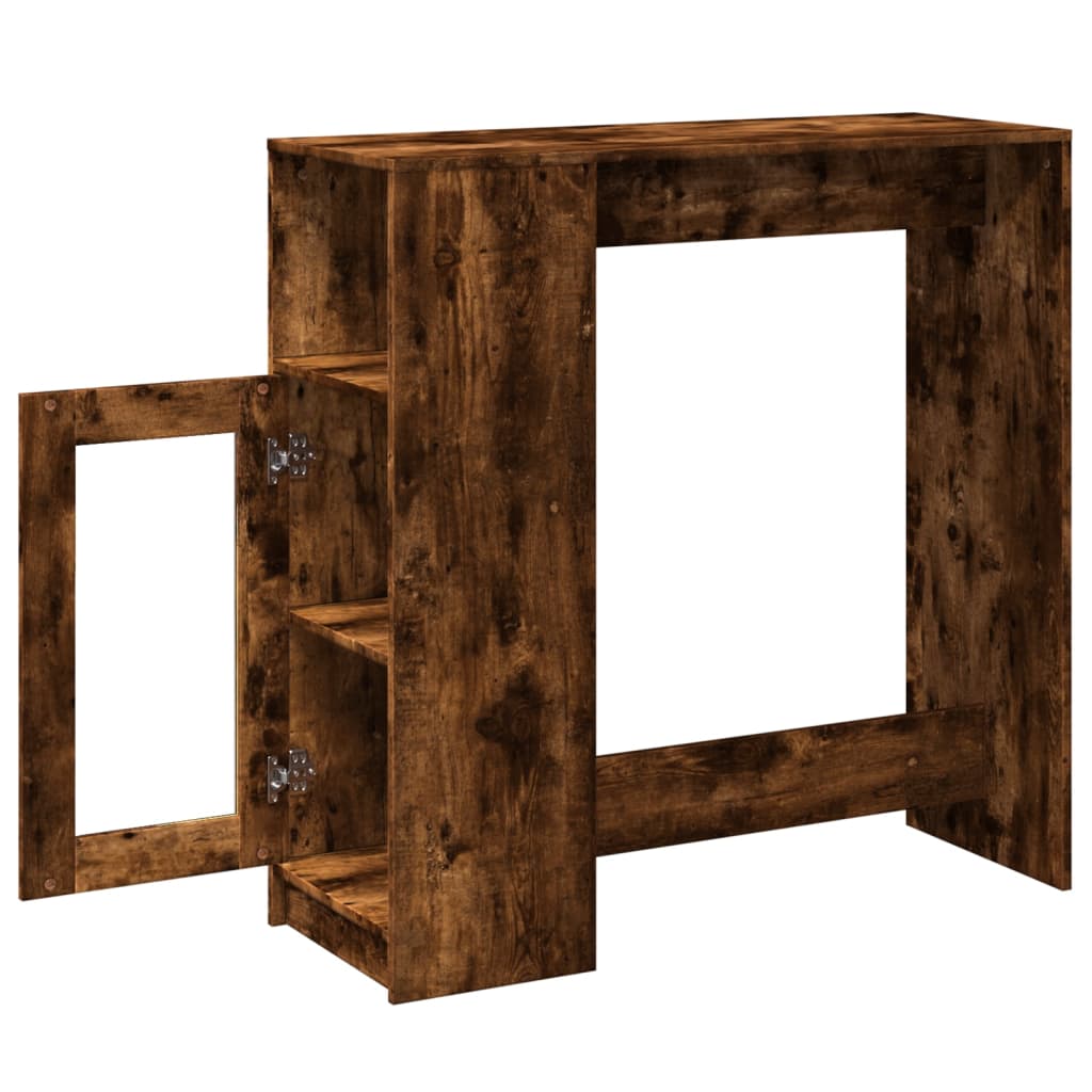 Mesa Alta Bar Con Estantes Roble Ahumado 101x40x103,5 Cm_3