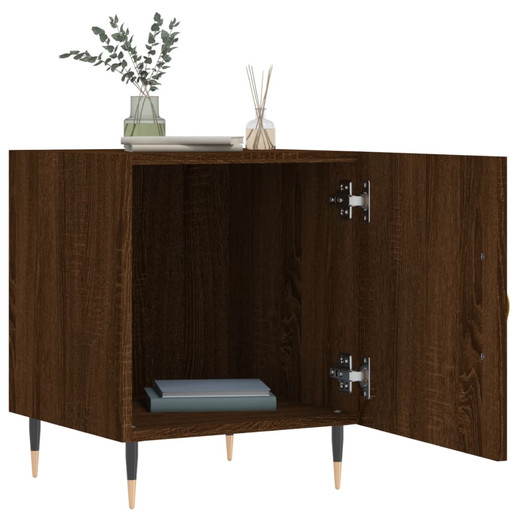 Mesitas Noche 2 Uds Madera Ingeniería Marrón Roble 40x40x50 Cm_1