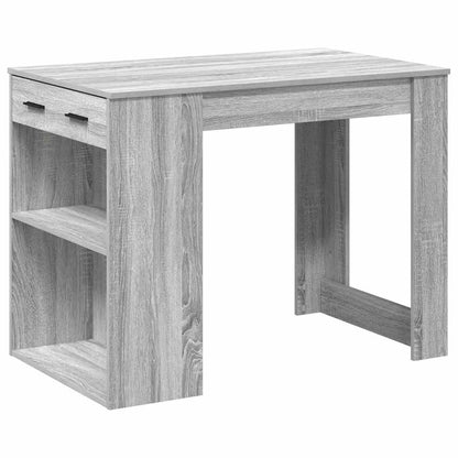 Escritorio Con Cajón Estante Madera Contrachapada Gris Sonoma_0