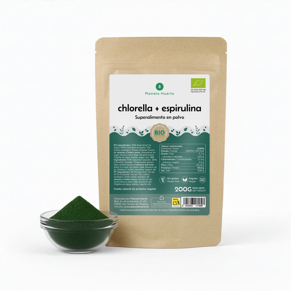 Chlorella + Spirulina en polvo Planeta Huerto 200 g