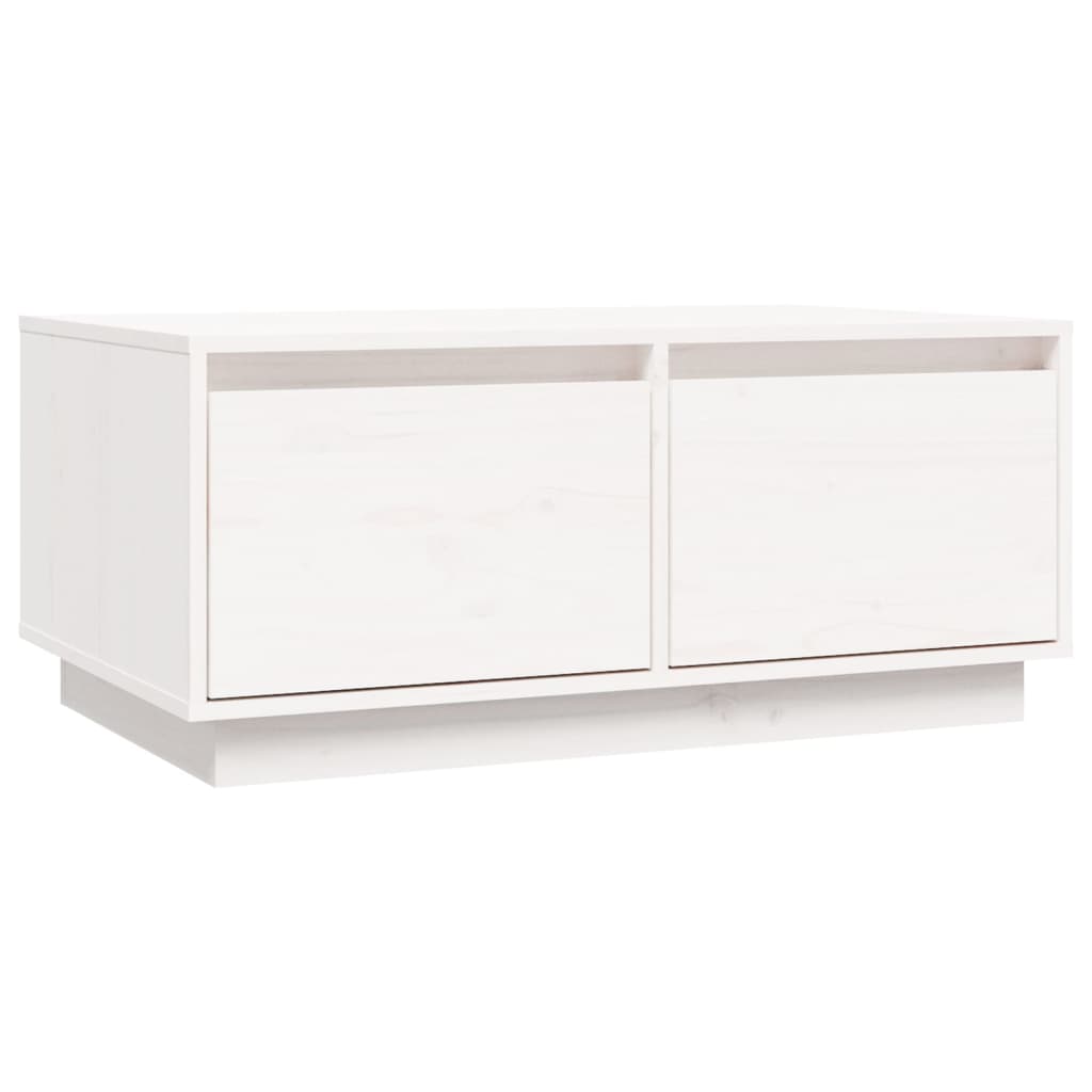 Mesa De Centro De Madera Maciza De Pino Blanco 80x50x35 Cm_0