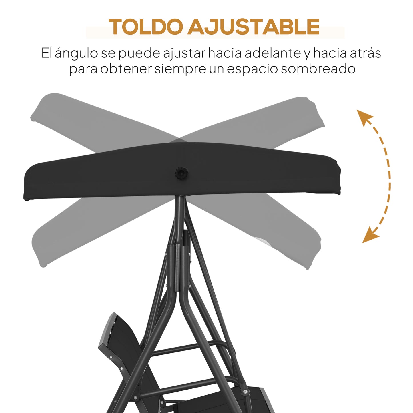 Outsunny Columpio De Jardín Exterior De 3 Plazas Con Toldo Reclinable_4