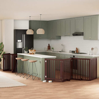 Vidaxl Puerta De Perros Plegable 12 Paneles Madera Álamo Marrón 960 Cm_1