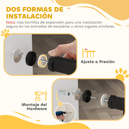 Pawhut Barrera Para Perros Con Ancho Ajustable 76-104 Cm 2 Extensiones Negro_5