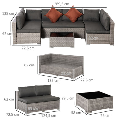 Outsunny Conjunto De Muebles Jardín De Ratán 4 Piezas Con Cojines Desenfundables_2