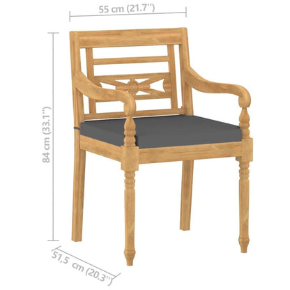 Vidaxl Sillas Batavia Con Cojines 4 Unidades Madera Maciza De Teca_2