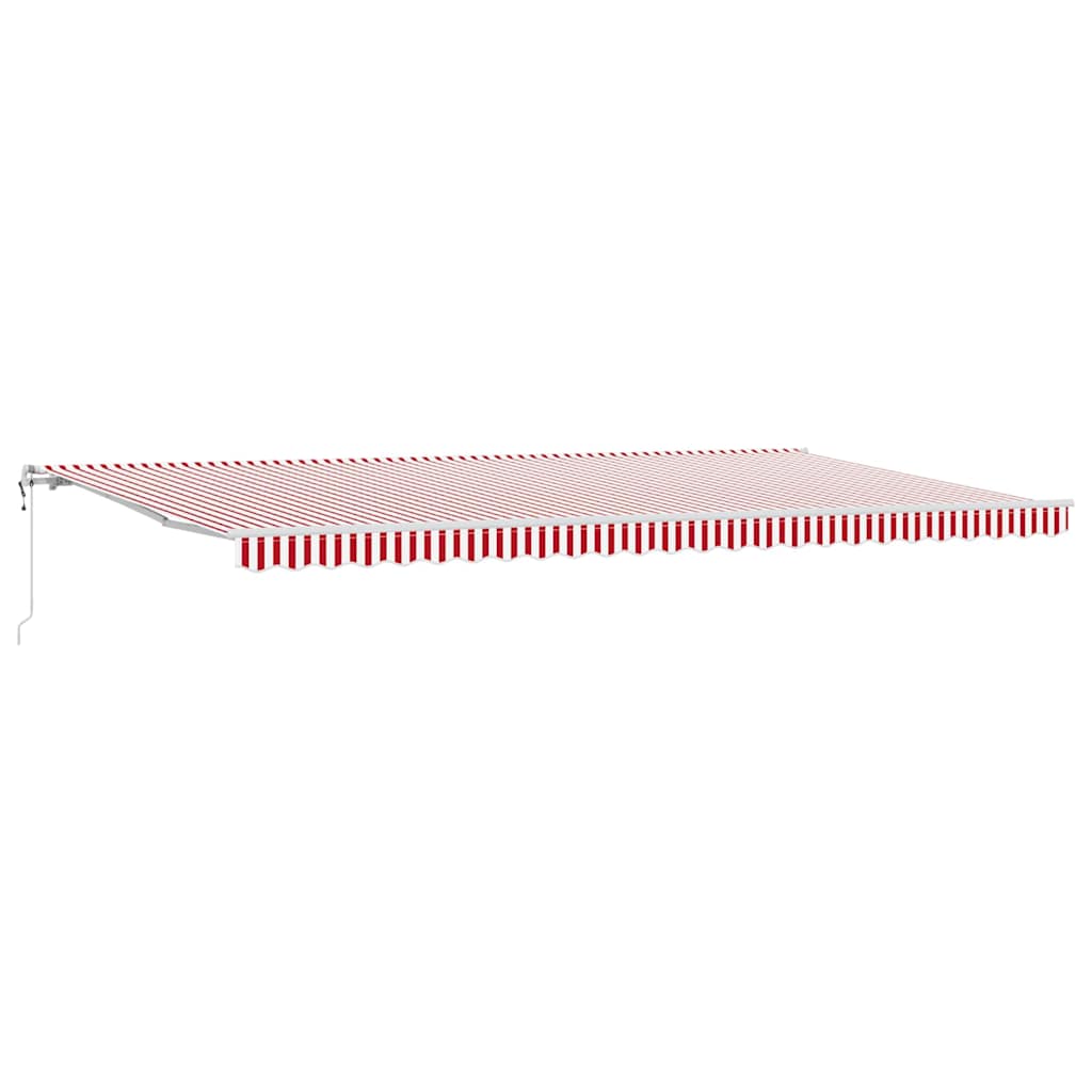 Toldo Retráctil Rojo Y Blanco 600 X 350 Cm Tela Y Aluminio_0