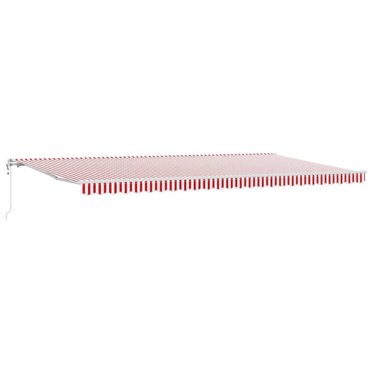 Toldo Retráctil Rojo Y Blanco 600 X 350 Cm Tela Y Aluminio_0