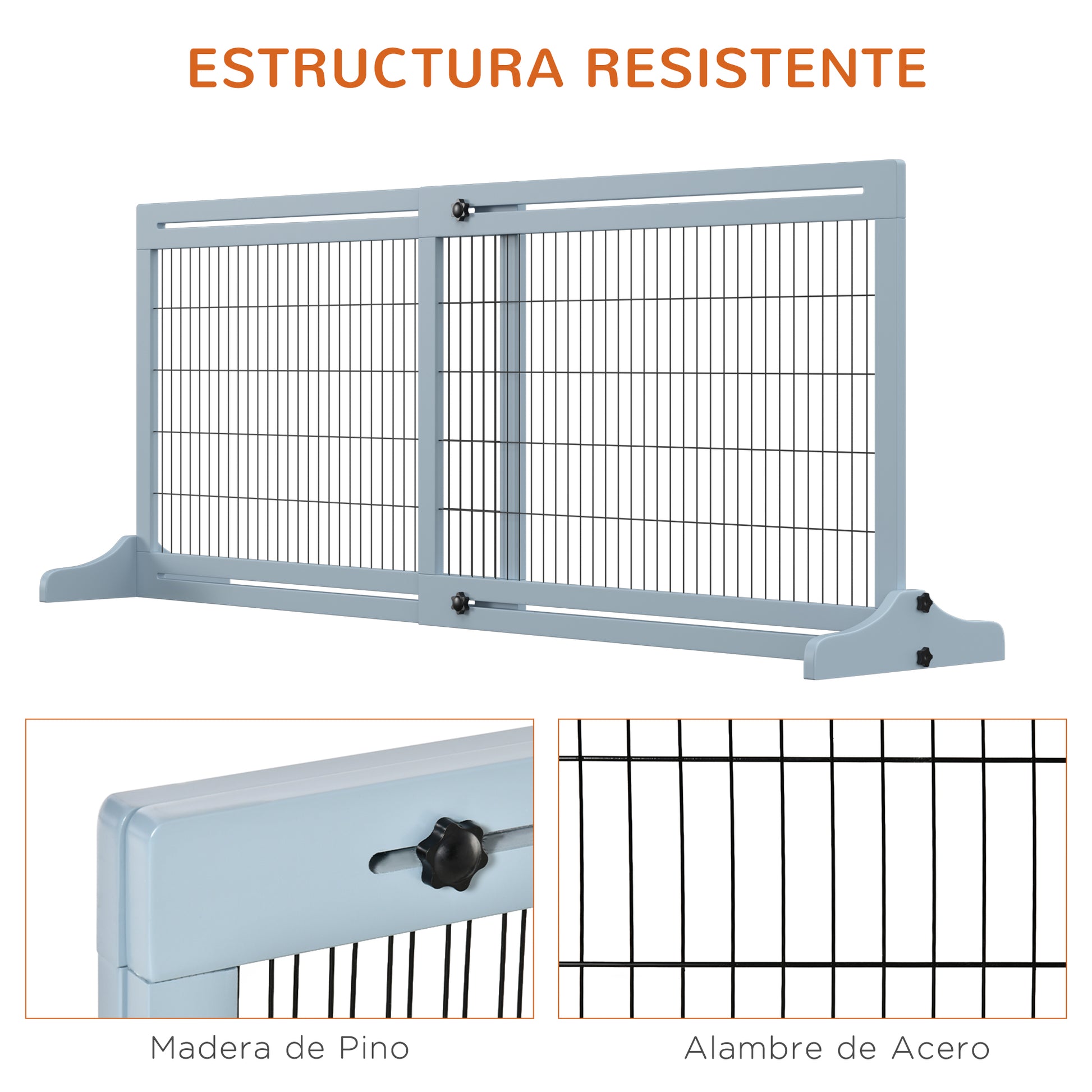 Pawhut Barrera Seguridad Perros De Madera Extensible 104-180 Cm Puerta Escalera_5