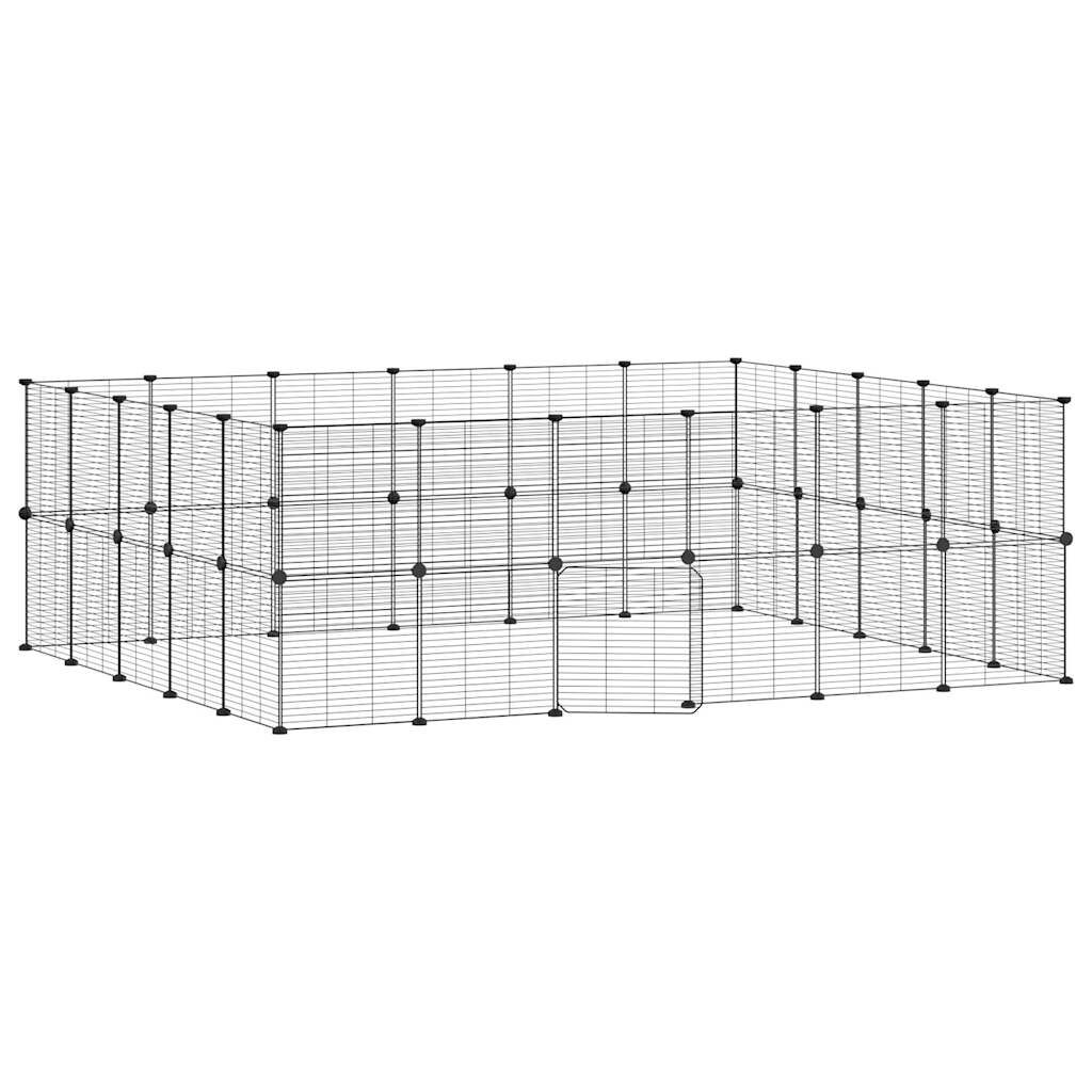 Vidaxl Jaula Para Mascotas De 44 Paneles Puerta Acero Negro 35x35 Cm_0