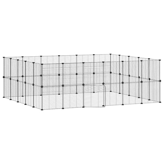 Vidaxl Jaula Para Mascotas De 44 Paneles Puerta Acero Negro 35x35 Cm_0