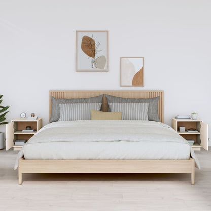 Mesitas De Noche 2 Uds Madera Maciza Pino Blanco 40x34x45 Cm_1