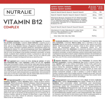 Vitamina B12 Complex 2000 mcg Cansancio Nutralie 120 comprimidos