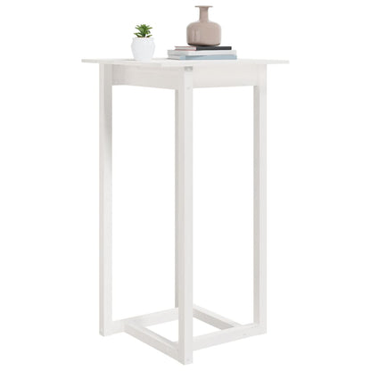 Mesa Alta De Bar Madera Maciza De Pino Blanco 60x60x110 Cm_3