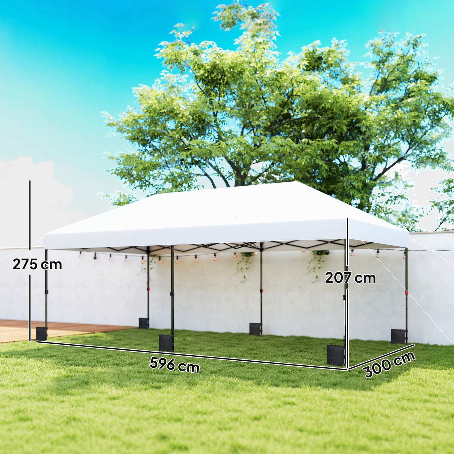 Outsunny Carpa Plegable 6x3 M Pop-up Con Bloqueo Central Altura Ajustable Plata_2