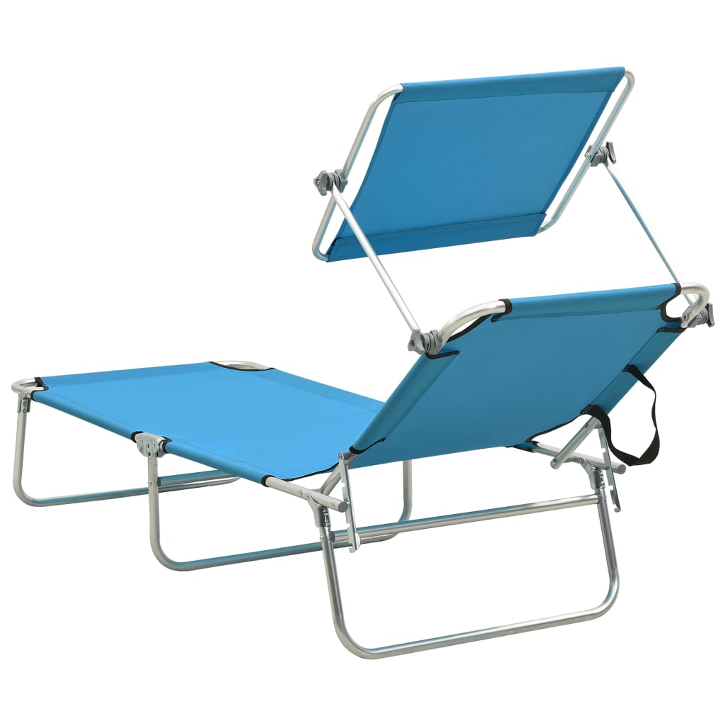 Tumbona Plegable Con Toldo Aluminio Azul_4