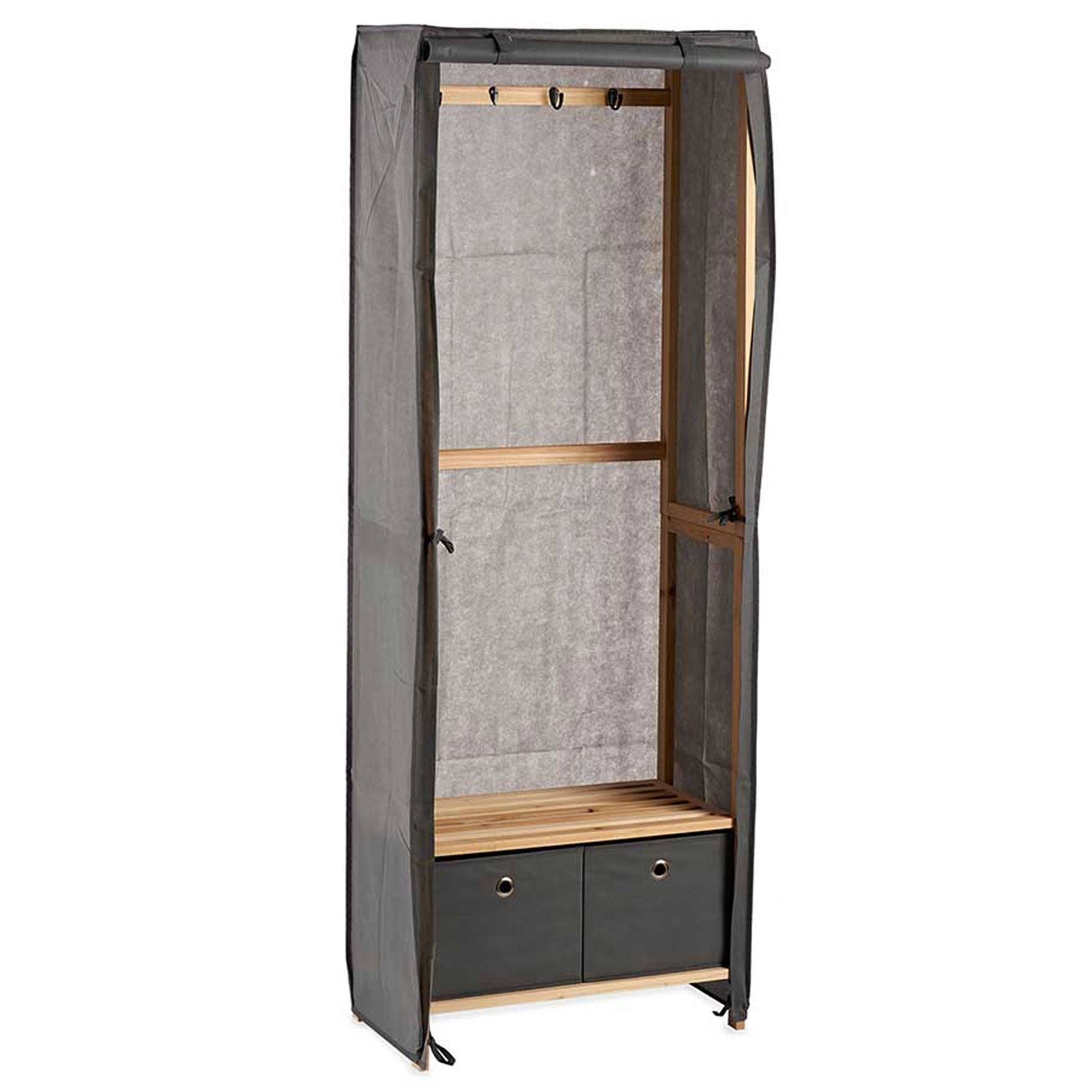 Perchero Tela Con 2 Cajones Grises Kipit – Organiza Con Estilo Y Práctica