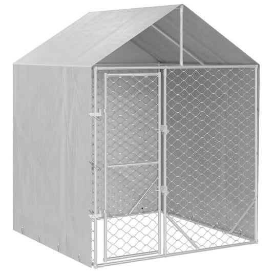 Vidaxl Perrera De Exterior Con Toldo Acero Galvanizado Plata 2x2x2,5 M_0