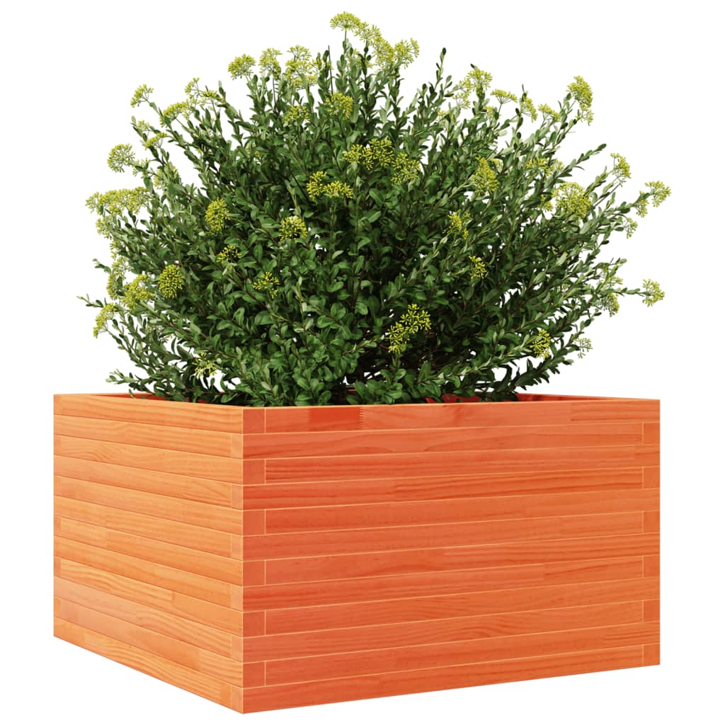 Jardinera De Madera Maciza De Pino Marrón Cera 80x80x45,5 Cm_3