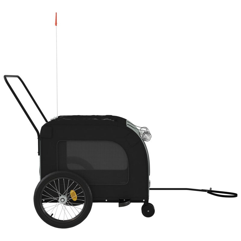 Vidaxl Remolque Bicicleta Para Mascotas Hierro Tela Oxford Negro Gris_5